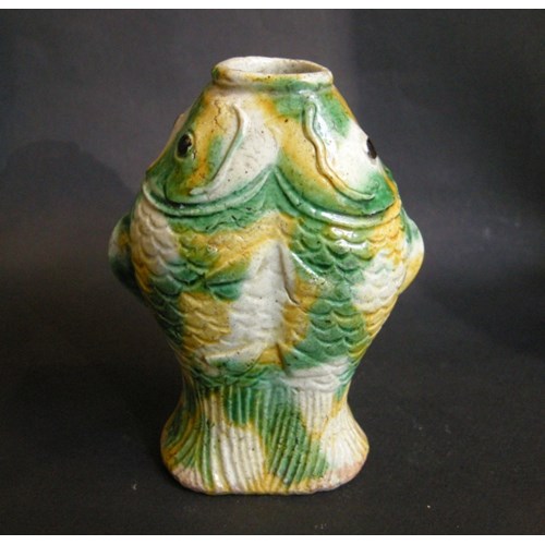 Vase "Famille verte" biscuit . Fish shape -Kangxi period